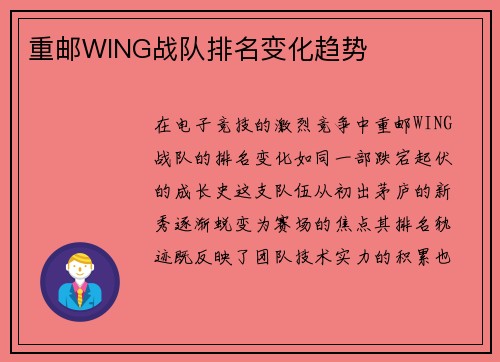 重邮WING战队排名变化趋势